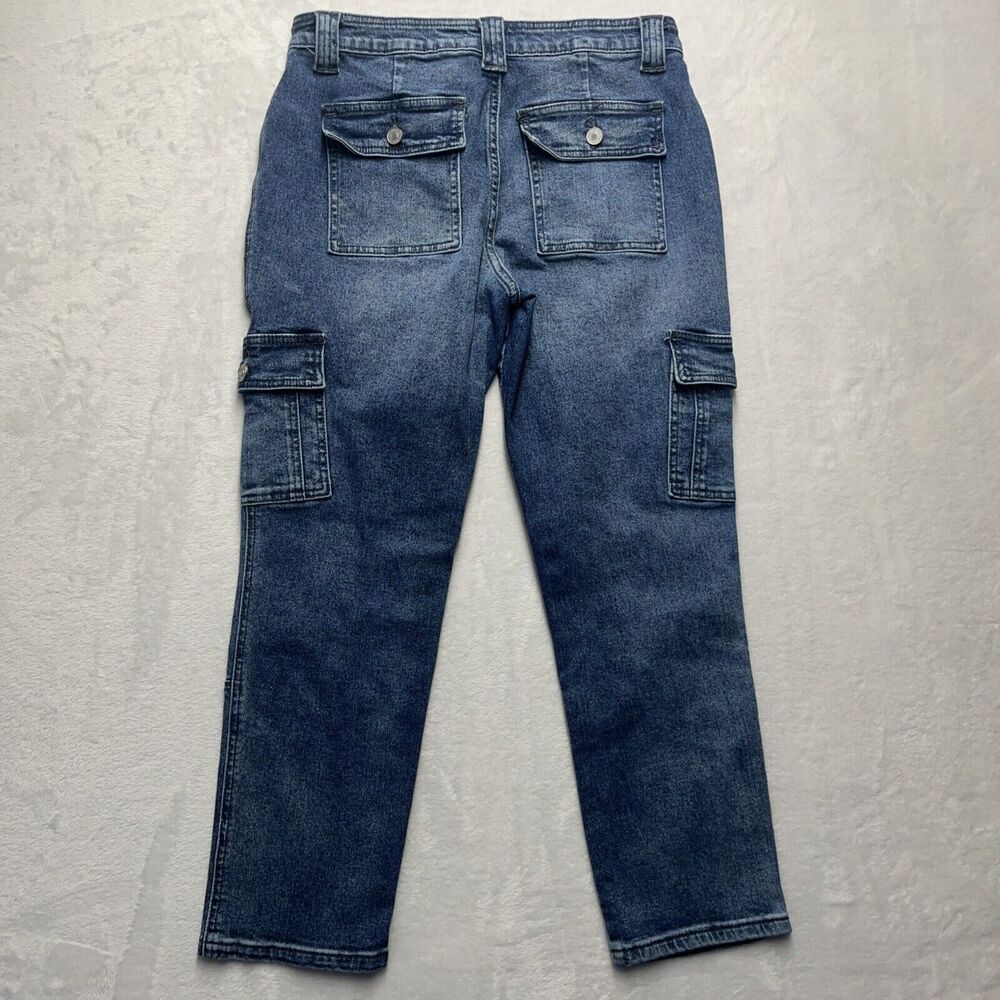 KanCan Avery Straight Leg Cargo Jeans Women’s Sz 7/27 Y2K Mid Rise Fading Denim - Picture 9 of 10